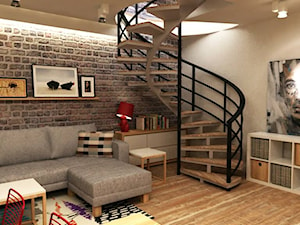 apartament nad balatonem - Średni beżowy salon z jadalnią, styl skandynawski - zdjęcie od Grafika i Projekt architektura wnętrz