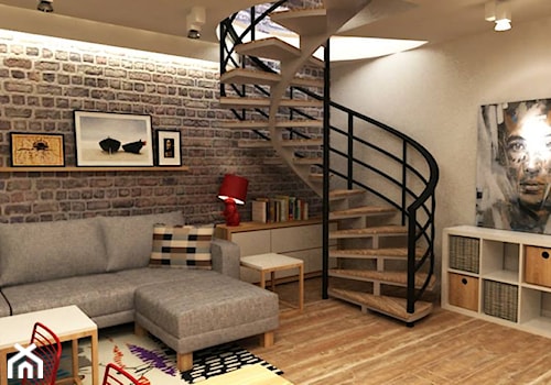 apartament nad balatonem - Średni beżowy salon z jadalnią, styl skandynawski - zdjęcie od Grafika i Projekt architektura wnętrz