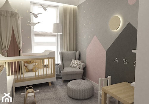 pokój dziecięcy - Mały szary pokój dziecka dla niemowlaka dla dziecka dla chłopca dla dziewczynki, styl nowoczesny - zdjęcie od Grafika i Projekt architektura wnętrz
