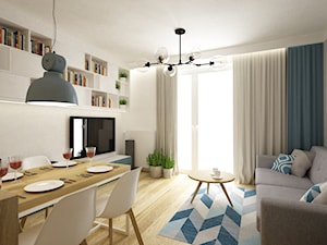 mieszkanie 60m2 z akcentem niebieskim - Salon, styl nowoczesny - zdjęcie od Grafika i Projekt architektura wnętrz