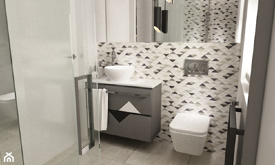 łazienki w stylu skandynawskim - Mała łazienka z oknem, styl nowoczesny - zdjęcie od Grafika i Projekt architektura wnętrz