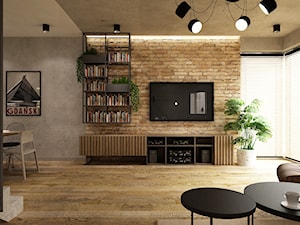 dom 160m2 industrialny - Salon, styl industrialny - zdjęcie od Grafika i Projekt architektura wnętrz