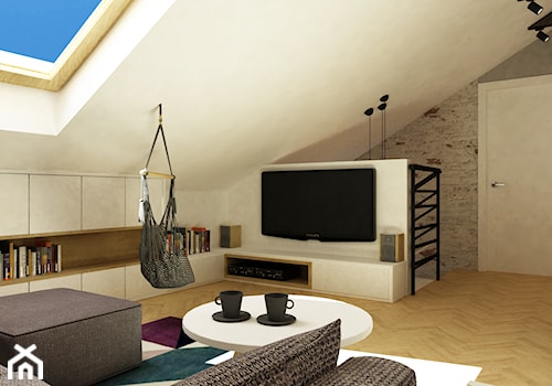 poddasze wawer - Średni biały salon, styl skandynawski - zdjęcie od Grafika i Projekt architektura wnętrz