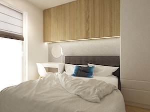 mieszkanie 61m2 - Mała biała szara sypialnia, styl nowoczesny - zdjęcie od Grafika i Projekt architektura wnętrz
