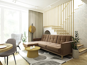 dom 100m2 w stylu lekko retro - Salon, styl nowoczesny - zdjęcie od Grafika i Projekt architektura wnętrz