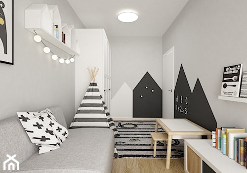 pokój dziecięcy - Średni szary pokój dziecka dla dziecka dla chłopca, styl skandynawski - zdjęcie od Grafika i Projekt architektura wnętrz