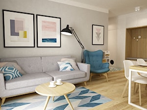mieszkanie 60m2 z akcentem niebieskim - Salon, styl nowoczesny - zdjęcie od Grafika i Projekt architektura wnętrz