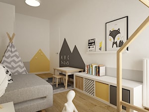 mieszkanie 61m2 - Duży biały pokój dziecka dla dziecka dla chłopca dla dziewczynki, styl skandynawski - zdjęcie od Grafika i Projekt architektura wnętrz