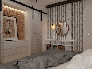 projekty pojedynczych pomieszczeń - Mała biała sypialnia, styl skandynawski - zdjęcie od Grafika i Projekt architektura wnętrz