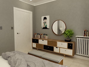 sypialnie nowoczesne - Średnia szara sypialnia, styl minimalistyczny - zdjęcie od Grafika i Projekt architektura wnętrz