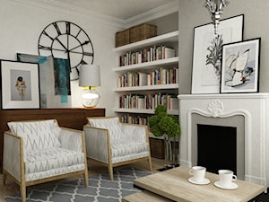 Mały salon 15 m2 w stylu Hampton - Średni szary salon, styl nowoczesny - zdjęcie od Grafika i Projekt architektura wnętrz