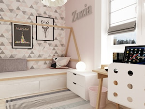 pokój dziecięcy - Mały średni różowy pokój dziecka dla dziecka dla dziewczynki, styl skandynawski - zdjęcie od Grafika i Projekt architektura wnętrz