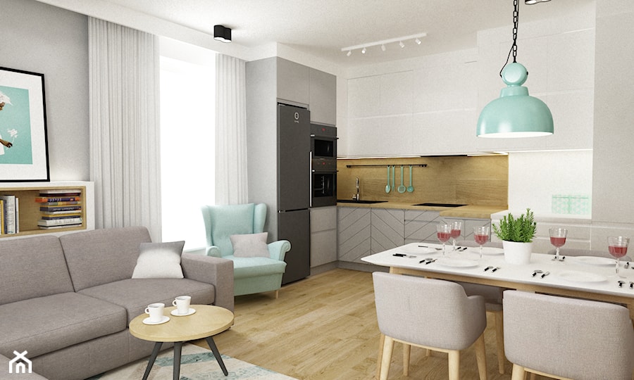 mieszkanie z miętą 80m2 - Kuchnia, styl skandynawski - zdjęcie od Grafika i Projekt architektura wnętrz
