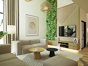 Dom Japandi - Salon, styl skandynawski - zdjęcie od Grafika i Projekt architektura wnętrz
