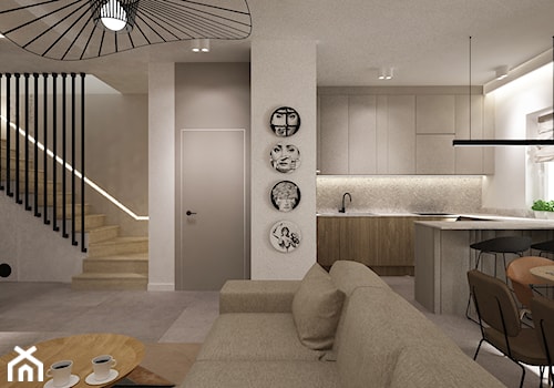 dom 300m2 szaro beż - Kuchnia, styl minimalistyczny - zdjęcie od Grafika i Projekt architektura wnętrz