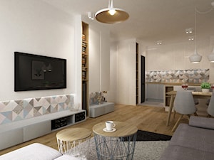 mieszkanie w pastelach 80m2 - Salon, styl skandynawski - zdjęcie od Grafika i Projekt architektura wnętrz