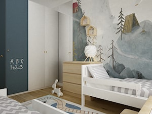 mieszkanie 70m2 w szarosciach - Średni biały miętowy szary niebieski pokój dziecka dla dziecka dla chłopca dla rodzeństwa, styl nowoczesny - zdjęcie od Grafika i Projekt architektura wnętrz