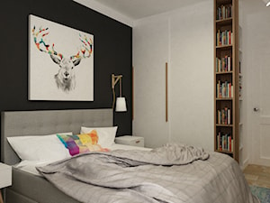 Mieszkanie na Woli Warszawa 54m2 - Średnia czarna sypialnia, styl minimalistyczny - zdjęcie od Grafika i Projekt architektura wnętrz