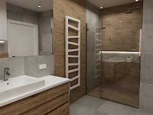 łazienki w stylu skandynawskim - Średnia z punktowym oświetleniem łazienka, styl skandynawski - zdjęcie od Grafika i Projekt architektura wnętrz