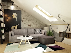 poddasze wawer - Mały szary salon, styl skandynawski - zdjęcie od Grafika i Projekt architektura wnętrz