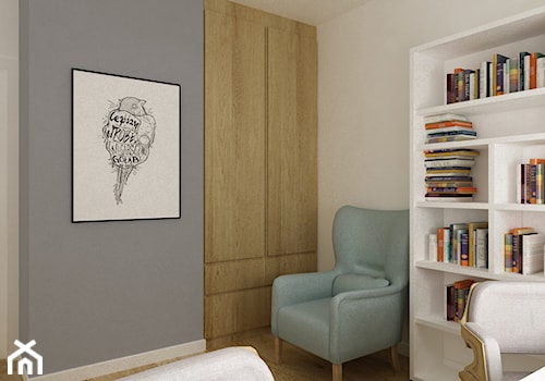 mieszkanie 45 m2 pod biuro/wynajem - Małe w osobnym pomieszczeniu białe szare biuro, styl skandynawski - zdjęcie od Grafika i Projekt architektura wnętrz