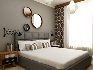 sypialnie nowoczesne - Średnia biała szara sypialnia, styl nowoczesny - zdjęcie od Grafika i Projekt architektura wnętrz