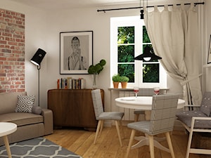 metamorfoza mieszkania 50 m2 w kamienicy - Średni biały salon z jadalnią, styl skandynawski - zdjęcie od Grafika i Projekt architektura wnętrz