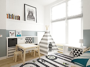 mieszkanie 105m2 z heksagonami - Średni biały szary pokój dziecka dla dziecka dla chłopca, styl skandynawski - zdjęcie od Grafika i Projekt architektura wnętrz