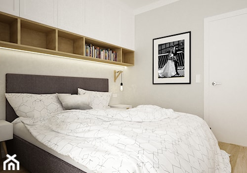 mieszkanie 105m2 z heksagonami - Mała szara sypialnia, styl skandynawski - zdjęcie od Grafika i Projekt architektura wnętrz