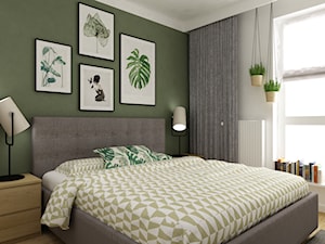 mieszkanie 70m2 w stylu urban jungle - Średnia biała zielona sypialnia, styl skandynawski - zdjęcie od Grafika i Projekt architektura wnętrz