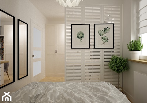 mieszkanie Mokotów nowocześnie klasycznie 70m2 - Średnia biała z biurkiem sypialnia, styl tradycyjny - zdjęcie od Grafika i Projekt architektura wnętrz