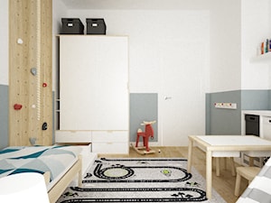mieszkanie 105m2 z heksagonami - Średni biały szary pokój dziecka dla dziecka dla chłopca dla dziewczynki, styl skandynawski - zdjęcie od Grafika i Projekt architektura wnętrz