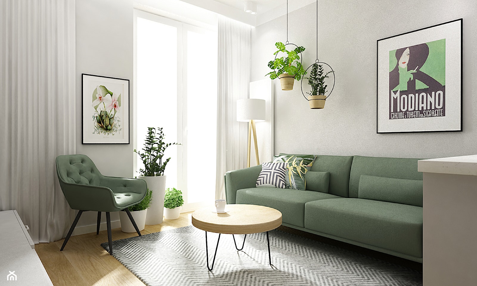 mieszkanie 55m2 szaro zielone - Salon, styl nowoczesny - zdjęcie od Grafika i Projekt architektura wnętrz - Homebook