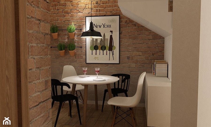Dom Brwinów 200 m2 - Mała brązowa jadalnia jako osobne pomieszczenie, styl skandynawski - zdjęcie od Grafika i Projekt architektura wnętrz