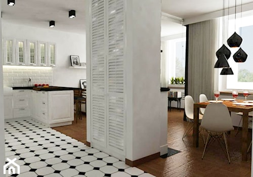 mieszkanie na ochocie Warszawa - Mała biała jadalnia jako osobne pomieszczenie, styl tradycyjny - zdjęcie od Grafika i Projekt architektura wnętrz