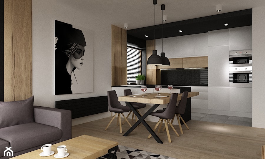 apartament mokotów 90m2 - Średnia biała jadalnia w salonie, styl nowoczesny - zdjęcie od Grafika i Projekt architektura wnętrz