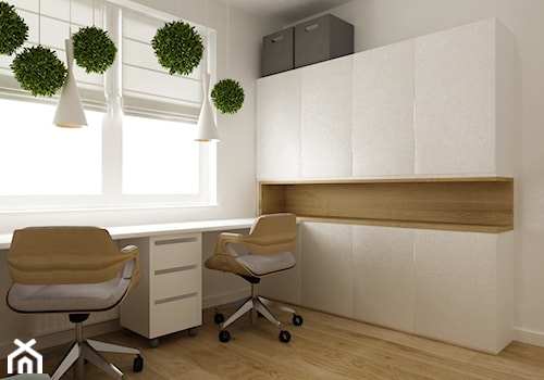mieszkanie 45 m2 pod biuro/wynajem - Średnie z zabudowanym biurkiem białe biuro, styl skandynawski - zdjęcie od Grafika i Projekt architektura wnętrz
