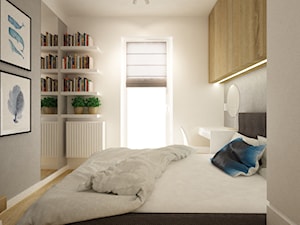 mieszkanie 61m2 - Średnia biała szara z biurkiem sypialnia, styl nowoczesny - zdjęcie od Grafika i Projekt architektura wnętrz