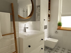 dom 120 m2 bemowo - Mała łazienka z oknem, styl nowoczesny - zdjęcie od Grafika i Projekt architektura wnętrz