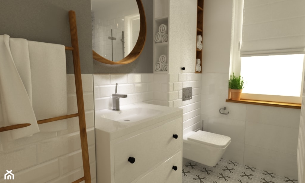 dom 120 m2 bemowo - Mała łazienka z oknem, styl nowoczesny - zdjęcie od Grafika i Projekt architektura wnętrz - Homebook