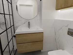 łazienki w stylu skandynawskim - Mała bez okna łazienka, styl skandynawski - zdjęcie od Grafika i Projekt architektura wnętrz