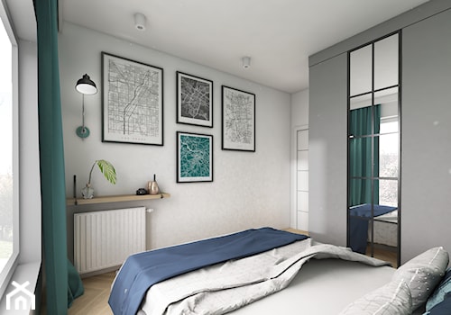 Średnia biała szara sypialnia, styl industrialny - zdjęcie od Grafika i Projekt architektura wnętrz