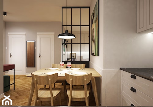salon z kuchnia w stylu boho - Jadalnia - zdjęcie od Grafika i Projekt architektura wnętrz