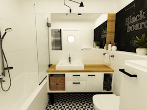 łazienki w stylu skandynawskim - Średnia z lustrem łazienka, styl skandynawski - zdjęcie od Grafika i Projekt architektura wnętrz