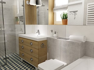 łazienki w stylu skandynawskim - Mała średnia łazienka z oknem, styl skandynawski - zdjęcie od Grafika i Projekt architektura wnętrz