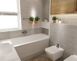 łazienki w stylu skandynawskim - Mała łazienka z oknem, styl skandynawski - zdjęcie od Grafika i Projekt architektura wnętrz - Homebook