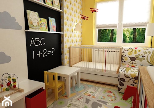 pokój dziecięcy - Mały biały czarny pokój dziecka dla niemowlaka dla chłopca dla dziewczynki, styl skandynawski - zdjęcie od Grafika i Projekt architektura wnętrz