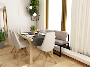mieszkanie na ochocie 50m2 kolor biel,szarość,dąb - Średnia biała jadalnia jako osobne pomieszczenie, styl skandynawski - zdjęcie od Grafika i Projekt architektura wnętrz