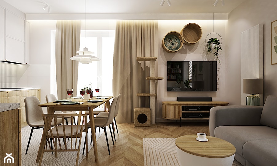 mieszkanie 46m2 w stylu BOHO - Jadalnia, styl skandynawski - zdjęcie od Grafika i Projekt architektura wnętrz