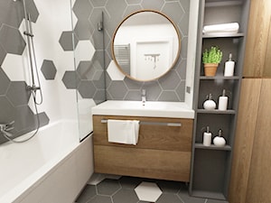 łazienki w stylu skandynawskim - Mała bez okna łazienka, styl nowoczesny - zdjęcie od Grafika i Projekt architektura wnętrz